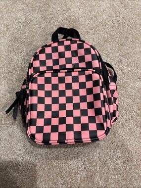 Pink and Black Checker Mini Backpack